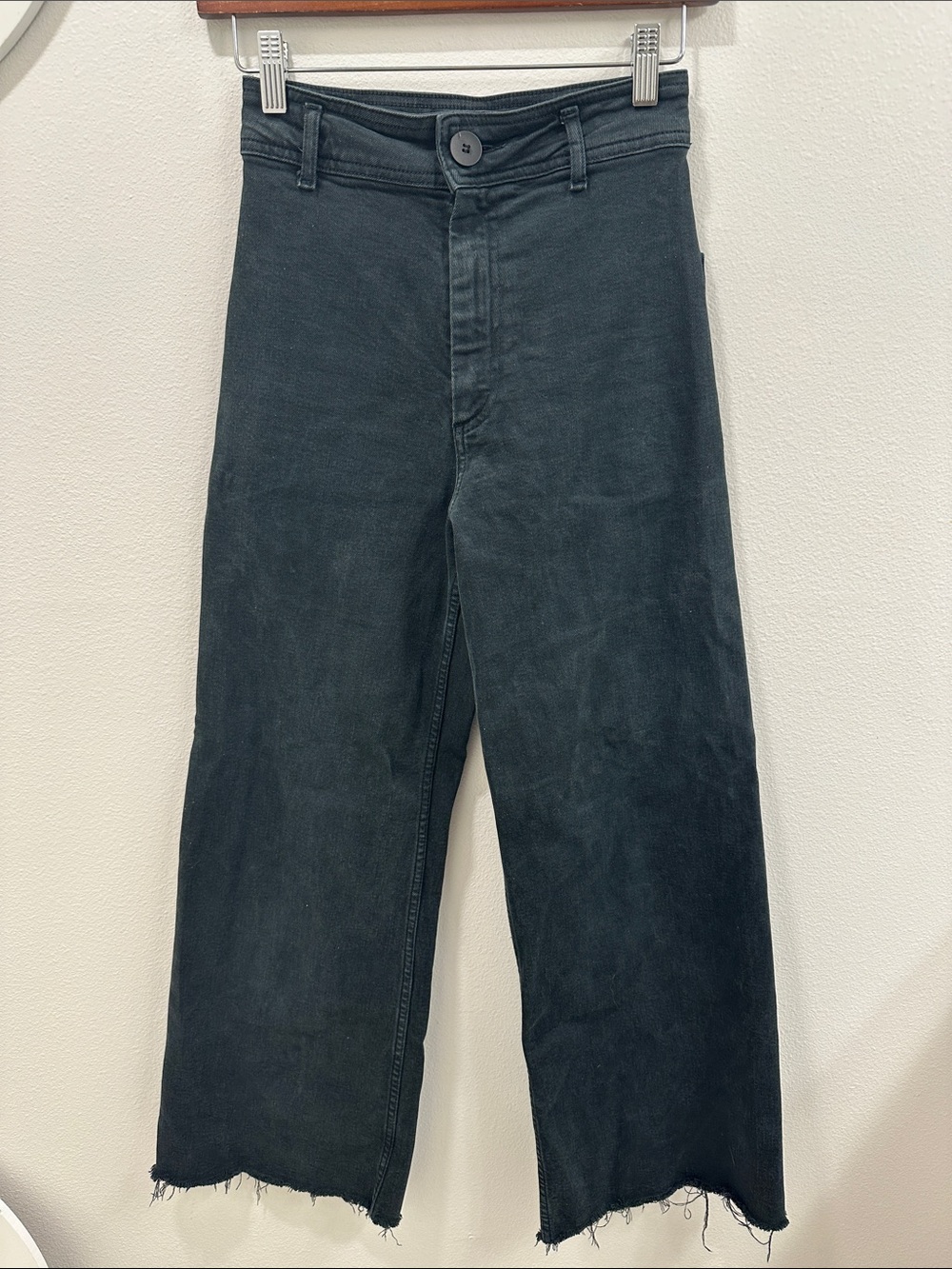 Zara Dark Charcoal Wide-Leg Flare Jeans